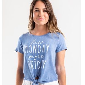 Francesca’s “Less Monday More Friday” Blue Graphic Tee Size Small NWT